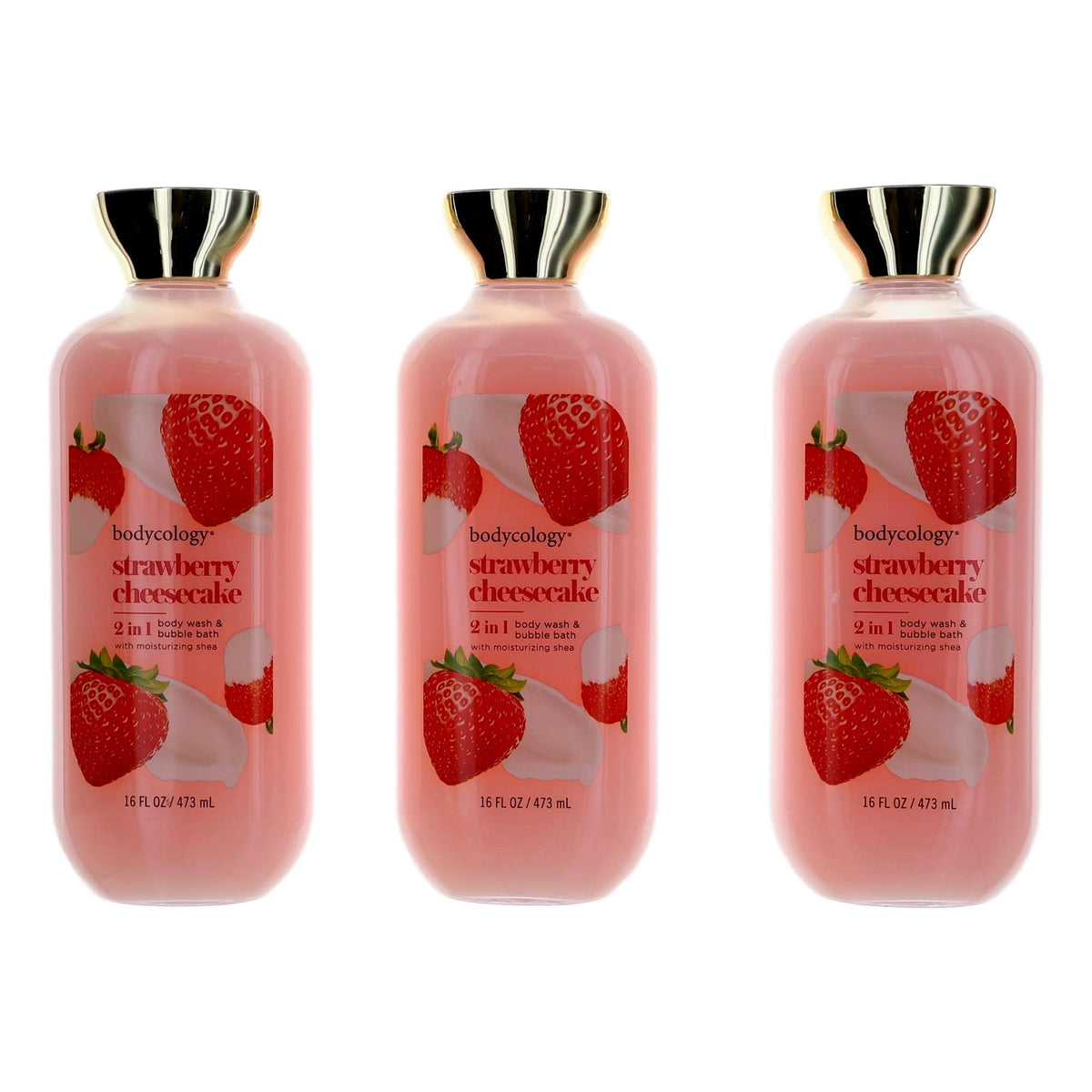Strawberry Cheesecake, 3 Pack 16oz 2 in 1 Body Wash & Bubble Bath women - Pertinacia Perfume