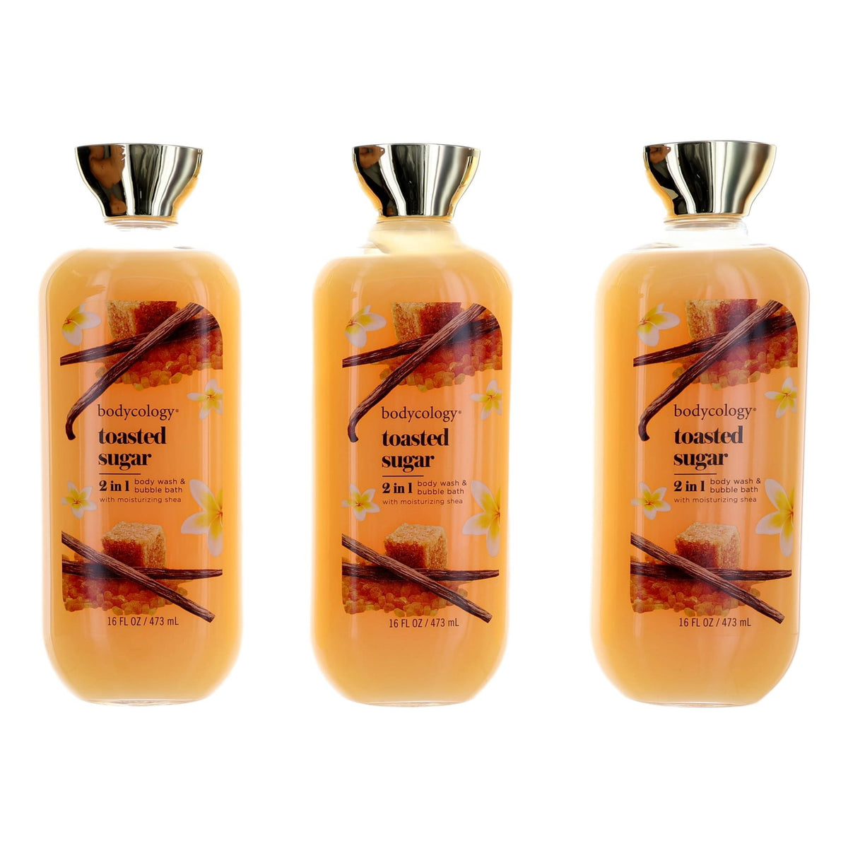 Toasted Sugar by Bodycology, 3 Pack 16oz 2 in 1 Body Wash & Bubble Bath women - Pertinacia Perfume