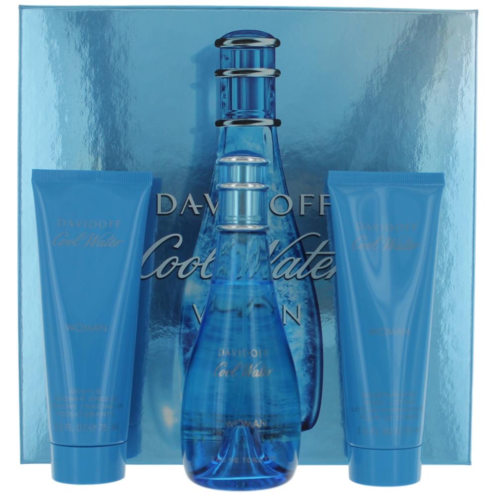 Cool Water by Davidoff, 3 Piece Gift Set for Women - Pertinacia Perfume