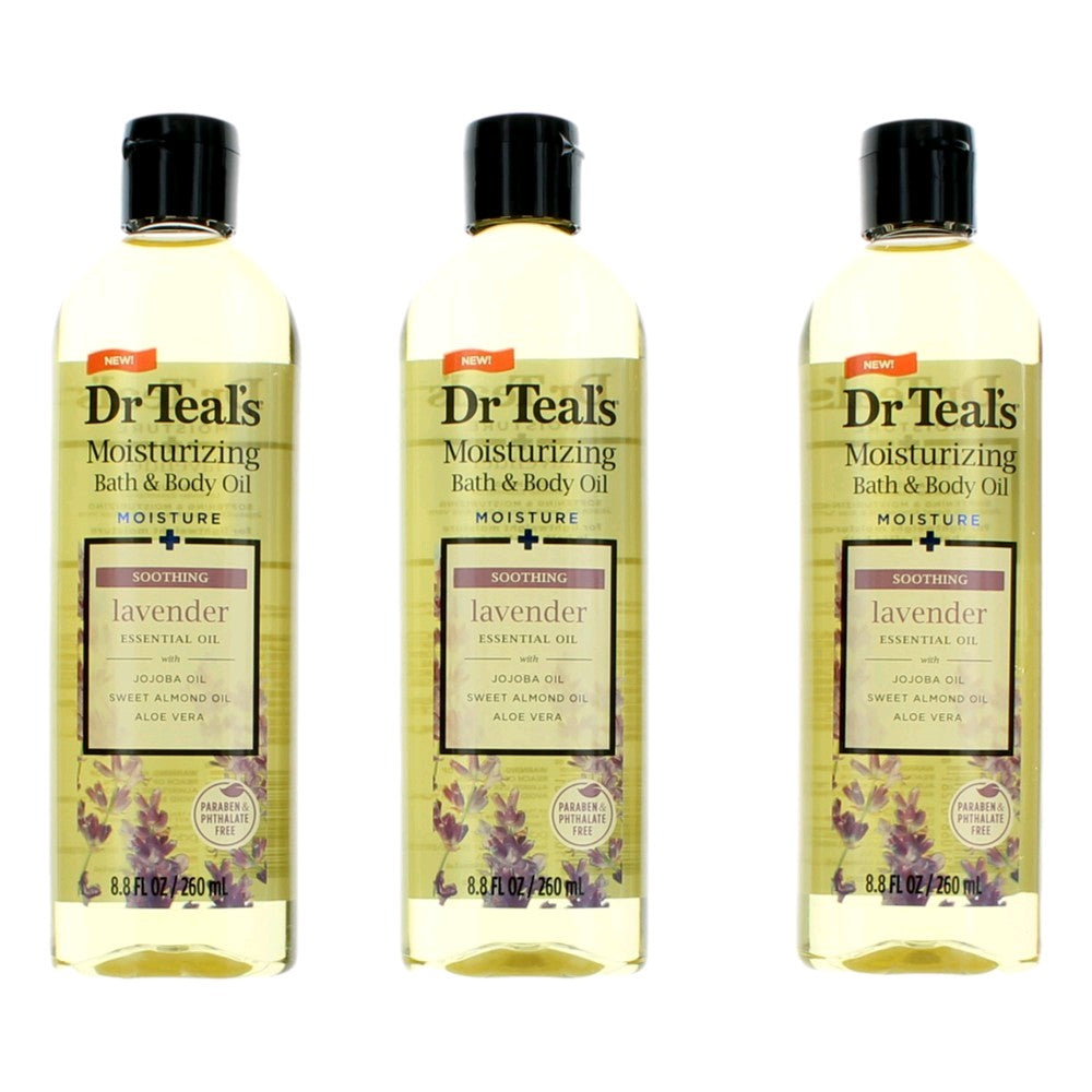 Soothing Lavender Essential Oil, 3 Pack 8.8oz Moisturizing Bath & Body Oil - Pertinacia Perfume