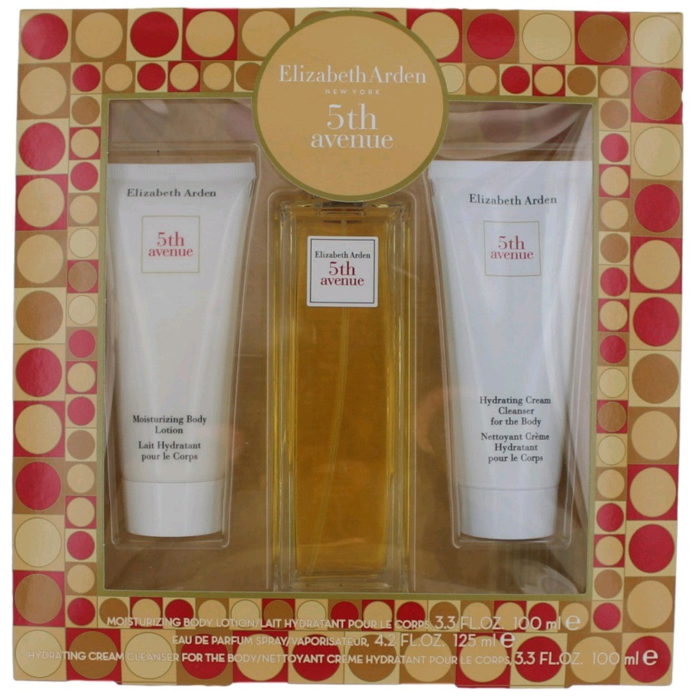 5th Avenue by Elizabeth Arden, 3 Piece Gift Set women with Cleanser - Pertinacia Perfume