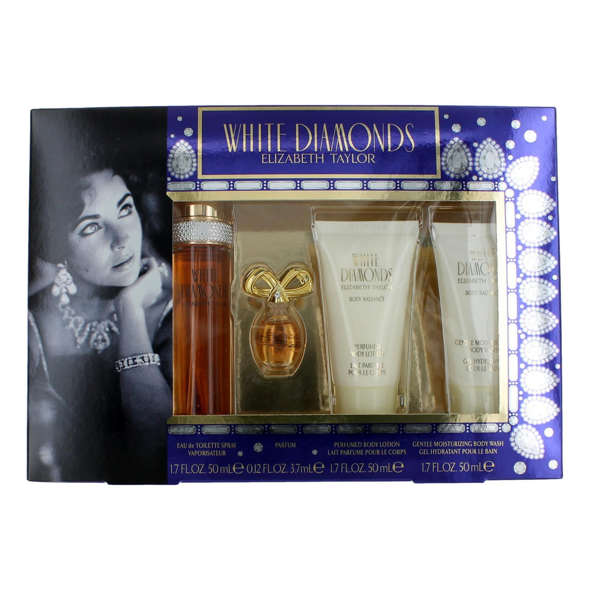 White Diamonds by Elizabeth Taylor, 4 Piece Gift Set women (With 1.7oz) - Pertinacia Perfume