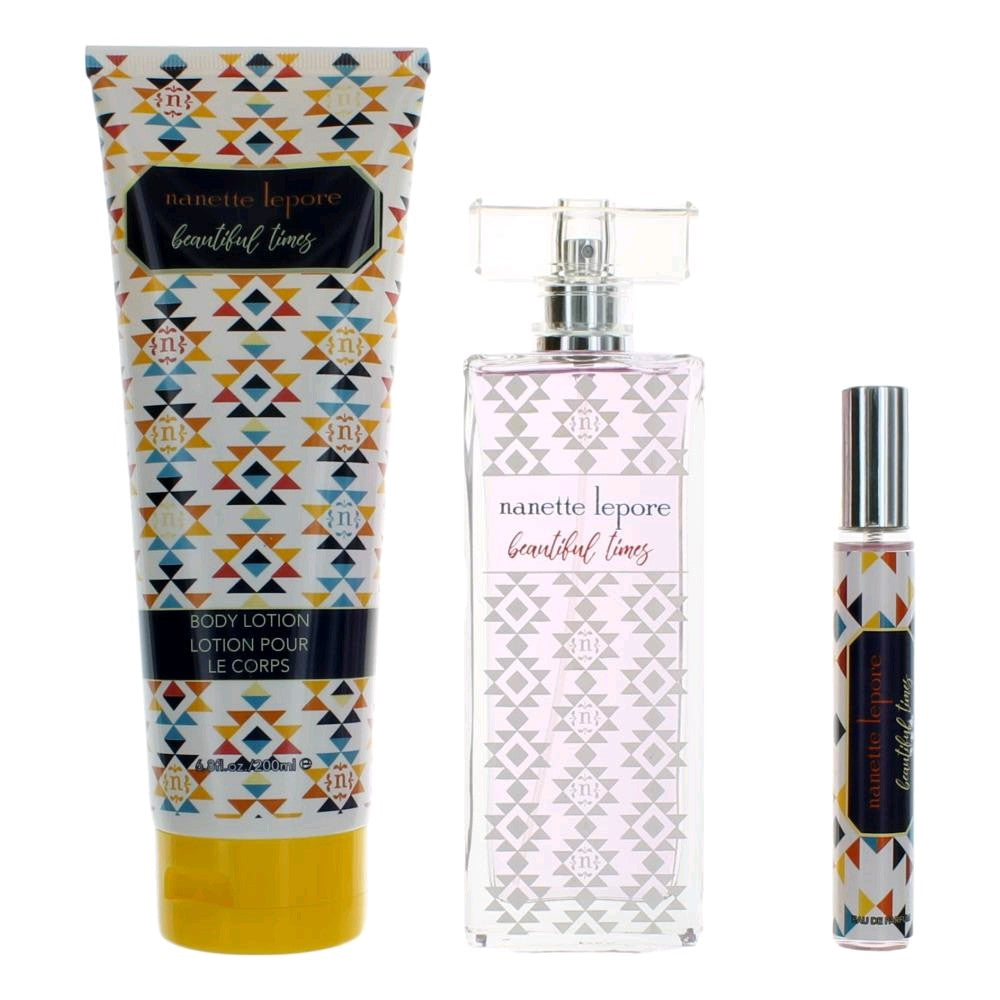 Beautiful Times by Nanette Lepore, 3 Piece Gift Set for for Women - Pertinacia Perfume
