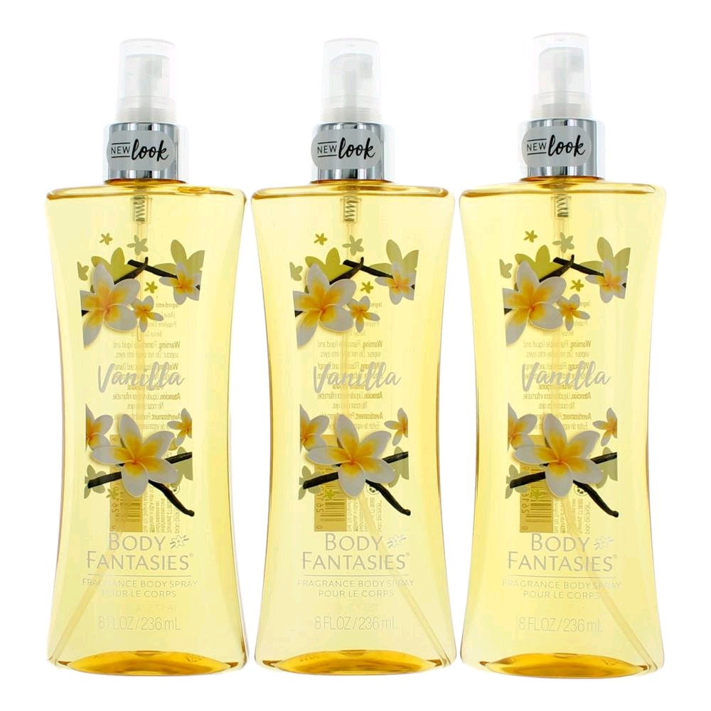 Vanilla by Body Fantasies, 3 Pack 8 oz Fragrance Body Spray for Women - Pertinacia Perfume