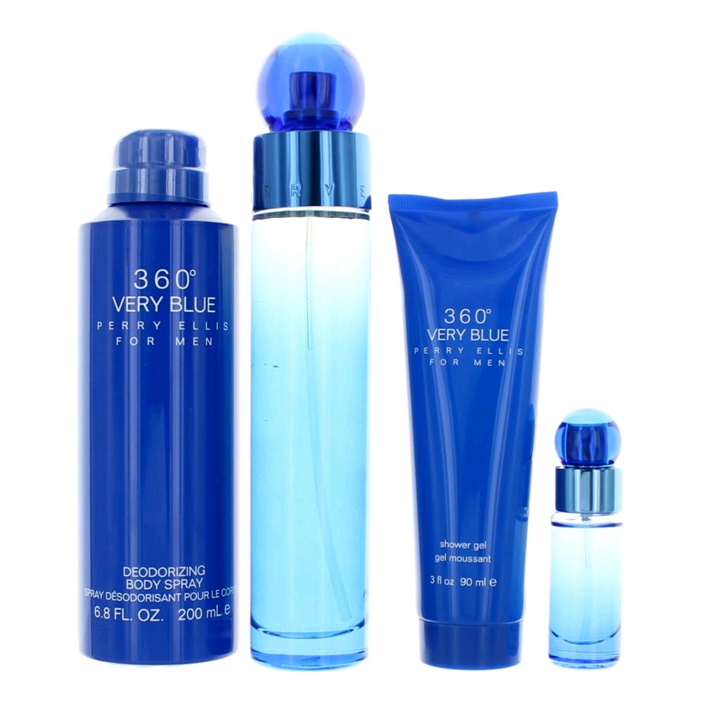 Perry Ellis 360 Very Blue by Perry Ellis, 4 Piece Gift Set for Men - Pertinacia Perfume