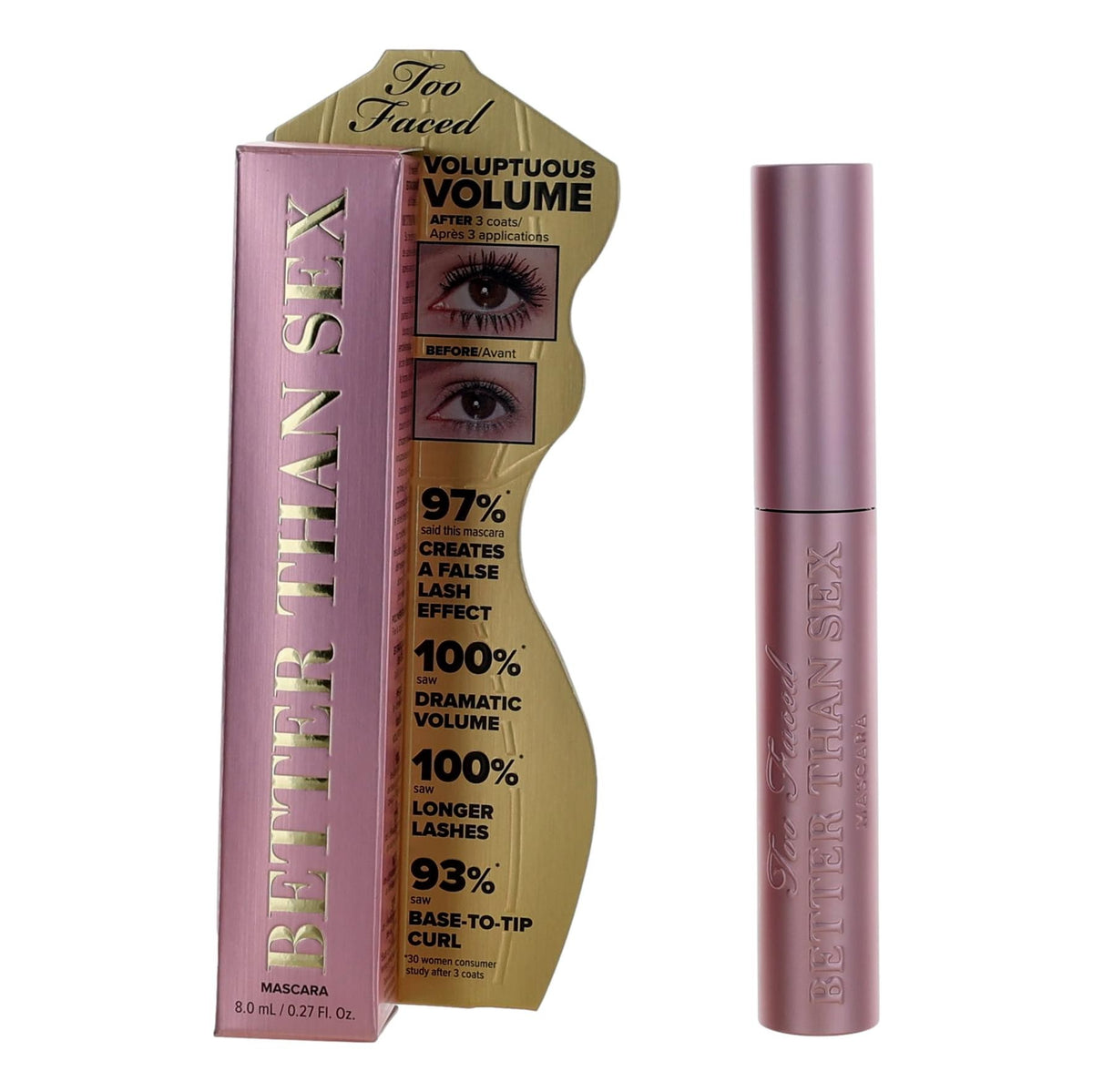 Too Faced Better Than Sex, .27oz Volumizing & Lengthening Mascara - Black - Pertinacia Perfume