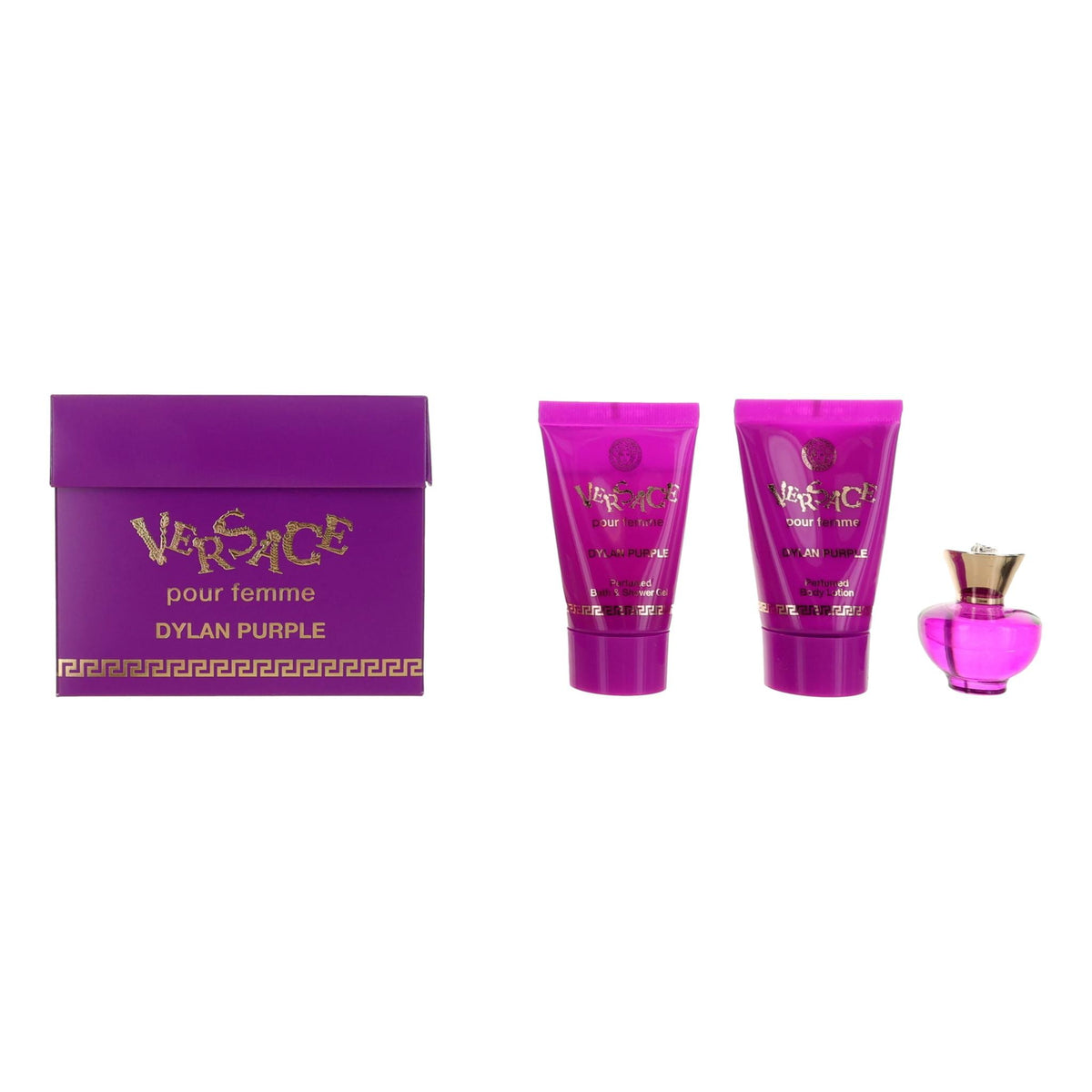 Versace Dylan Purple by Versace, 3 Piece Miniature Gift Set for Women - Pertinacia Perfume