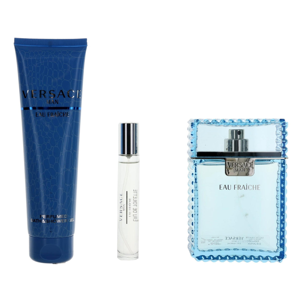 Versace Man Eau Fraiche by Versace, 3  Piece Gift Set for Men - Pertinacia Perfume