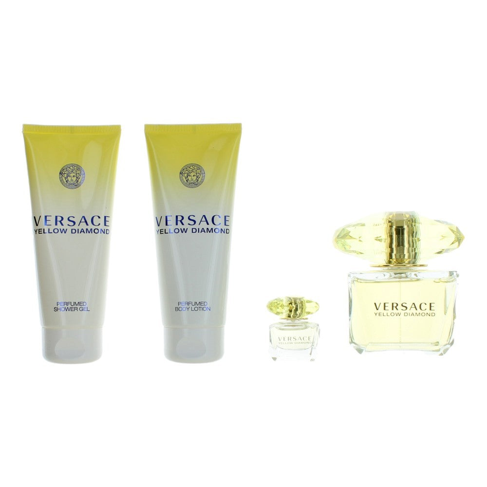 Versace Yellow Diamond by Versace, 4 Piece Gift Set for Women - Pertinacia Perfume