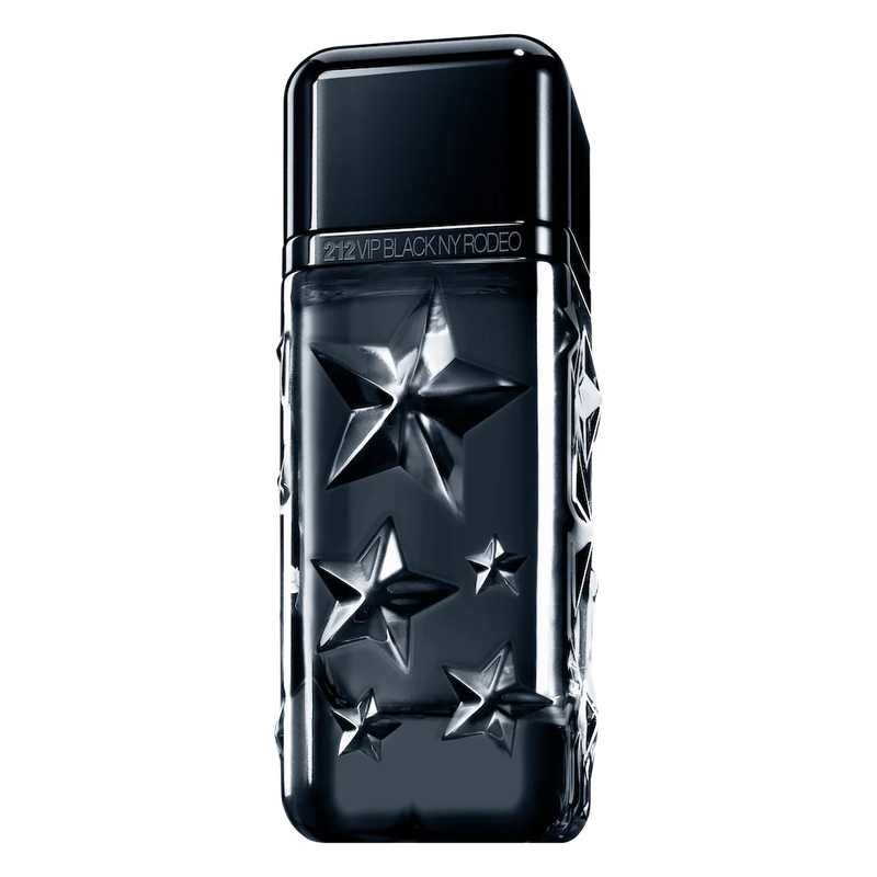 Carolina Herrera 212 VIP Black NY Rodeo Limited Edition 3.4oz EDP perfume bottle with black packaging and gold accents.