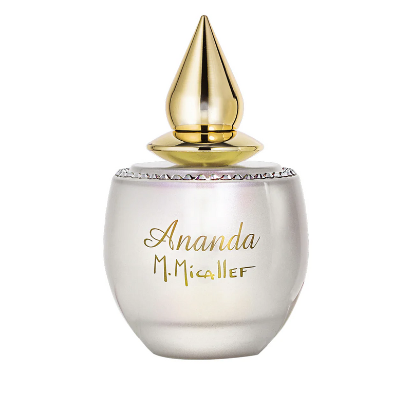 Ananda M. Micallef perfume and cologne bottle, 3.4 oz (100ml), with elegant packaging and floral design.