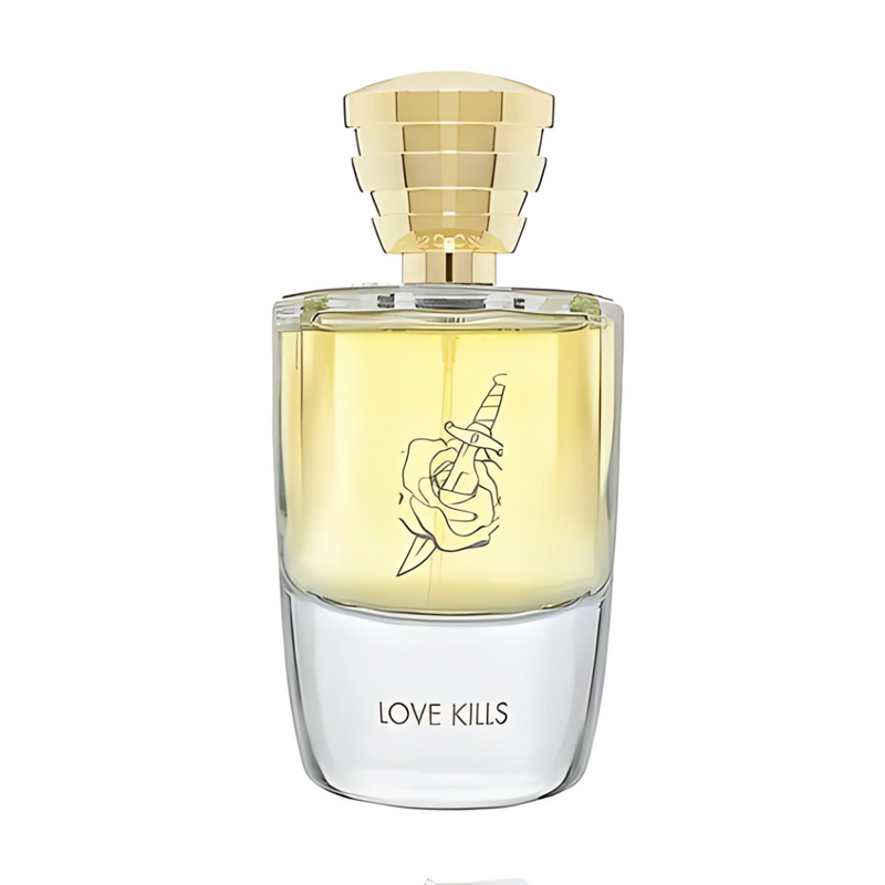 Fragrance bottle of Love Kills Masque Milano perfume, 35ml, with elegant packaging and branding visible.