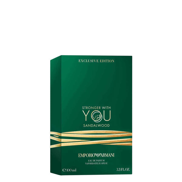 Emporio Armani Stronger With You Sandalwood Exclusive Edition EDP perfume bottle by Pertinacia Perfume, 3.4oz, sleek design and branding.