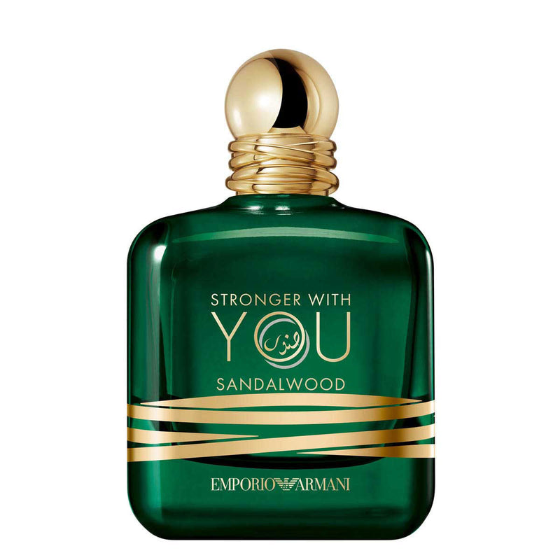 Emporio Armani Stronger With You Sandalwood Exclusive Edition EDP perfume bottle with elegant packaging and branding visible.