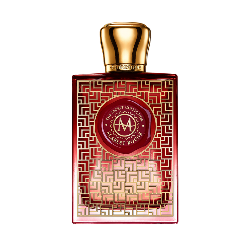 Scarlet Rouge Moresque perfume bottle by Online Warehouse, 2.5 oz, with elegant packaging and a luxurious fragrance.