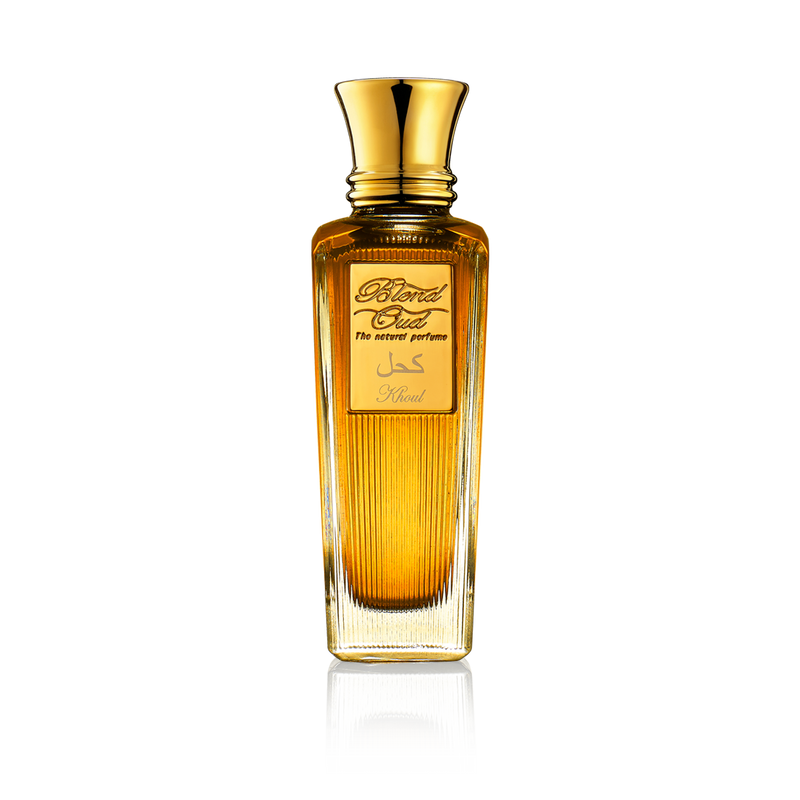 Khoul Blend Oud perfume and cologne bottle with elegant black and gold design, showcasing luxury fragrance packaging.