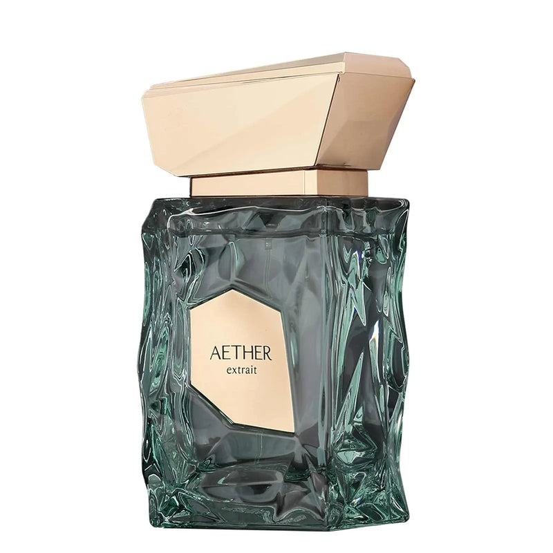 Aether 3.4oz French Avenue perfume bottle by Pertinacia LLC, elegant glass container with a sleek cap and French Avenue label.