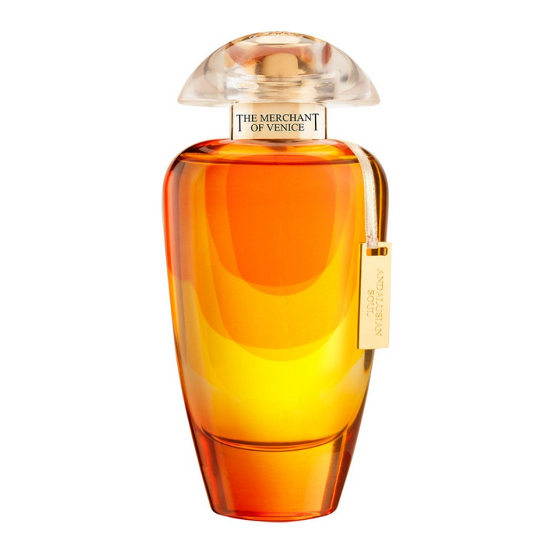 Bergamot and floral perfume bottle from Andalusian Soul by The Merchant Of Venice, presented in a sleek glass container.