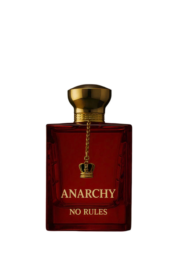 Pertinacia Perfume Anarchy No Rules King of Kings 3.4oz EDP bottle with sleek black cap and minimalist label.