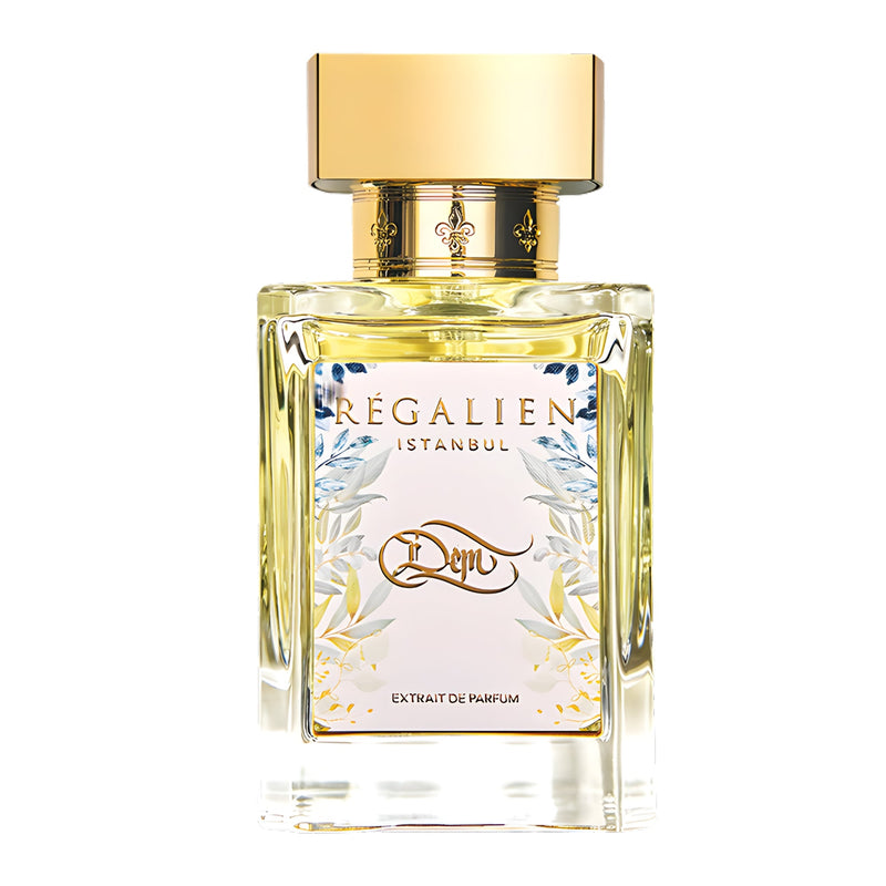 Dem Regalien 2.7 oz fragrance bottle by Online Warehouse, showcasing the elegant glass container and gold accents.