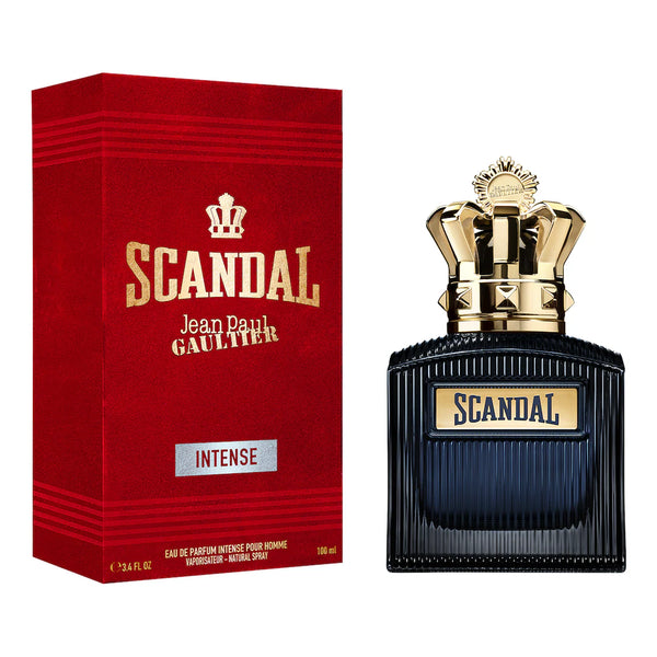 Jean Paul Gaultier Scandal Intense for Him perfume bottle with sleek packaging, 3.4oz (100ml) Eau de Parfum by Pertinacia Perfume