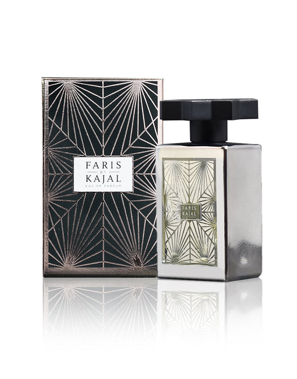 Faris by Kajal EDP 100ml perfume bottle from Pertinacia LLC, featuring a sleek design and elegant packaging.