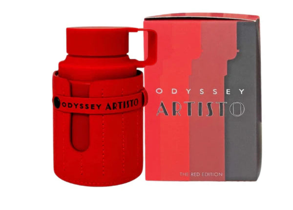 Armaf Odyssey Artisto EDP perfume bottle, 3.4 oz, with sleek design and elegant packaging, displayed on a neutral background.