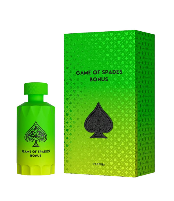 Jo Milano Pertinacia Perfume Bonus Game of Spades 3.4oz parfum bottle with elegant packaging and branding.
