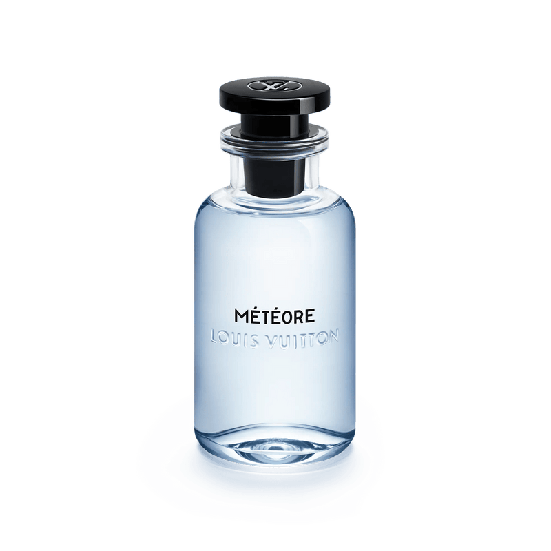 Pertinacia Perfume Meteore Louis Vuitton decant sample in a small glass container with a clear liquid.