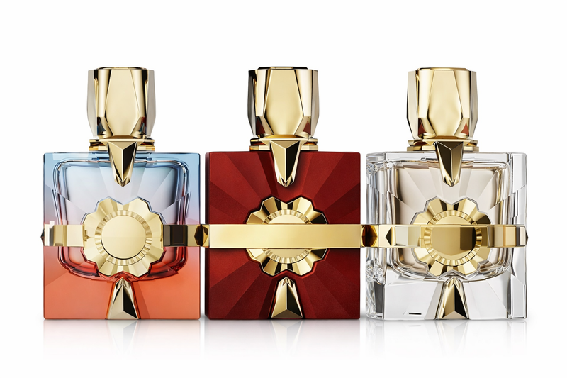 French Avenue AROMATIX x3 bundle with 3.4oz extrait bottles by Pertinacia LLC, featuring elegant glass bottles and sophisticated packaging.