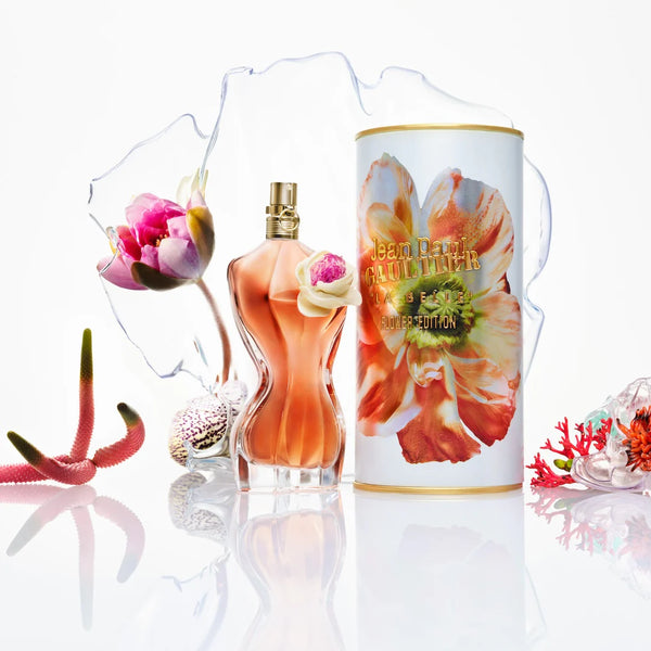 Pertinacia Jean Paul Gaultier La Belle Flower Edition 3.4oz EDP perfume bottle with floral design and elegant packaging.