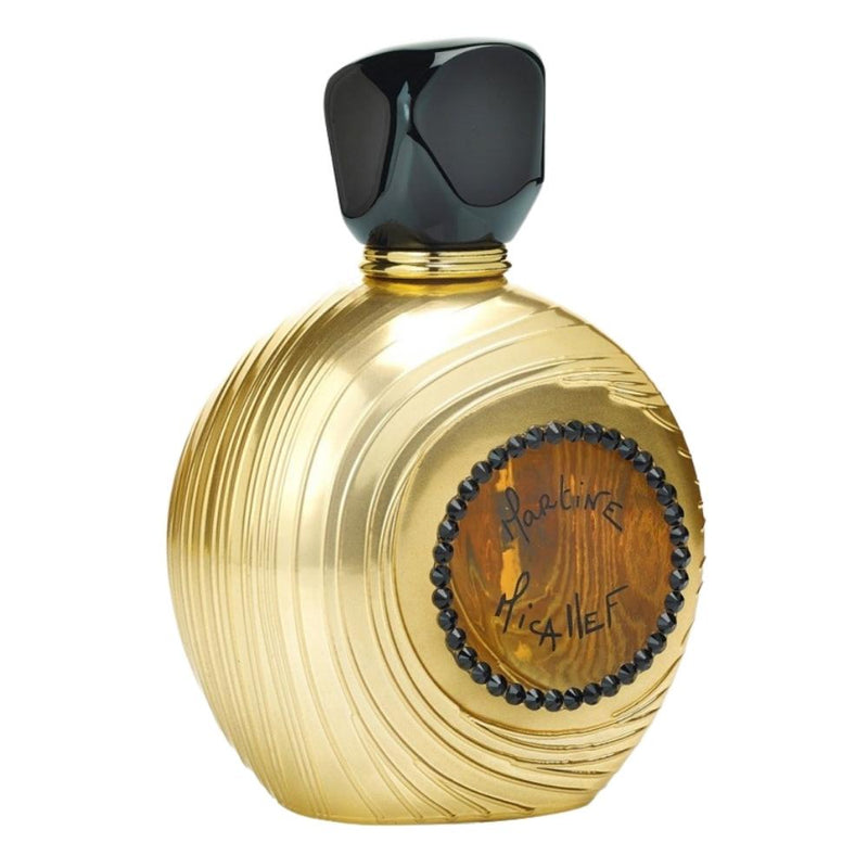 Mon Parfum Gold M. Micallef perfume bottle with gold accents, elegant design, and floral and citrus fragrance notes.