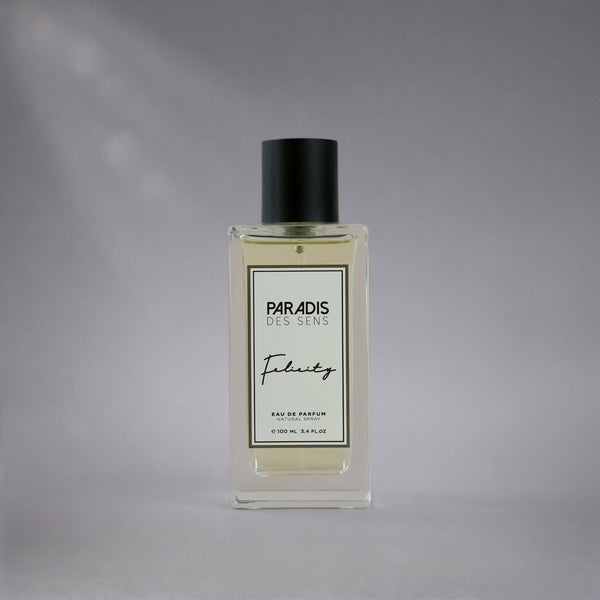 Felicity Paradis des Sens 3.4oz perfume bottle by Pertinacia LLC, with elegant packaging and floral design.