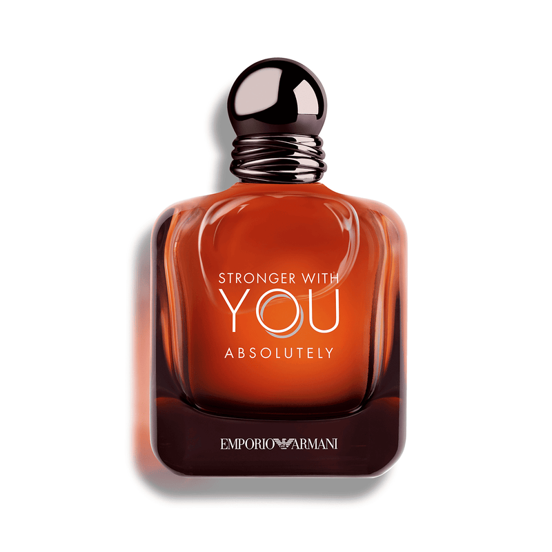 Emporio Armani Stronger With You Absolutely Eau de Parfum 3.4oz bottle, featuring sleek packaging and elegant perfume design.