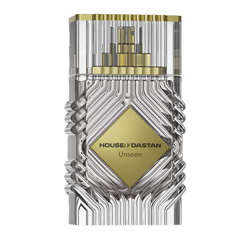 Screenshot of House Of Dastan Unseen 3.4oz Extrait perfume bottle by Pertinacia Perfume, featuring elegant packaging and branding.