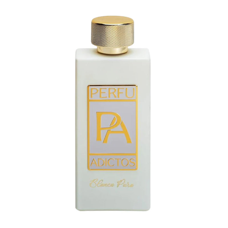 Pertinacia Perfume Blanca Pura Perfuadictos 3.4oz EDP bottle with elegant packaging and white accents.