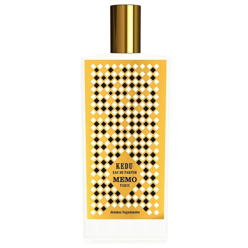 Kedu Memo Paris 2.5 oz perfume bottle by Online Warehouse, elegant glass container with a sleek design and fragrance label.