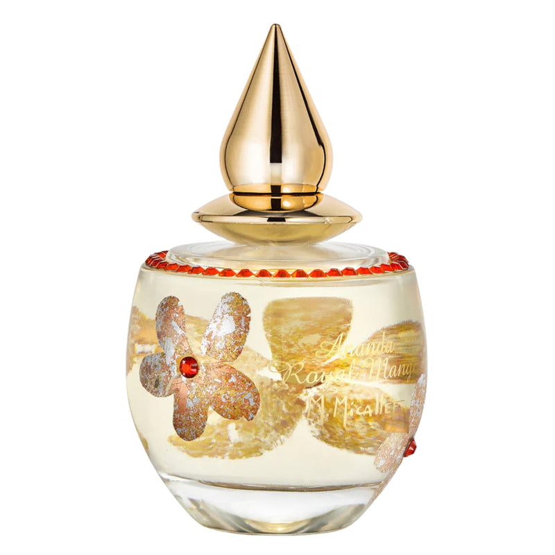 Ananda Royal Mango perfume by M. Micallef in 3.4 oz bottle, elegant packaging with a floral and fruity design.