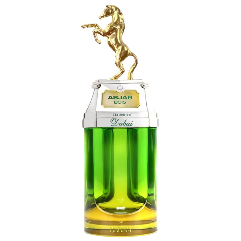 Abjar Bois The Spirit of Dubai 3 oz Eau De Parfum bottle with elegant design, showcasing the luxurious fragrance from Online Warehouse.