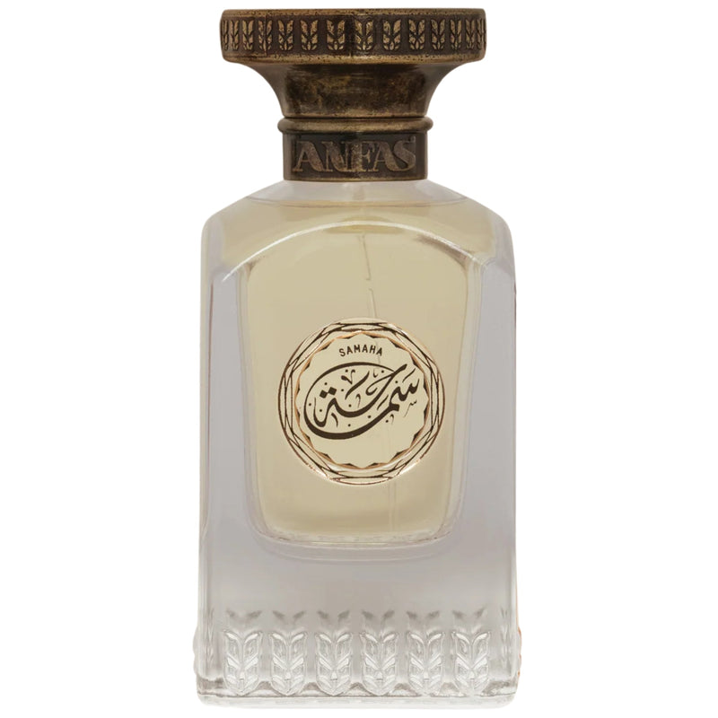 Samaha Anfas perfume and cologne bottle, 2.5 oz, featuring a sleek design and elegant packaging.