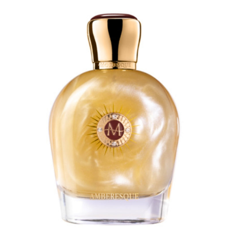 Amberesque Moresque perfume bottle with elegant design, 3.4 oz size, showcasing the luxurious fragrance from Online Warehouse.