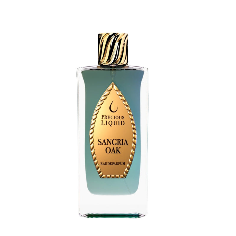Sangria Oak Limited Edition perfume bottle by Online Warehouse, 2.5 oz, with elegant glass design and dark amber liquid inside.