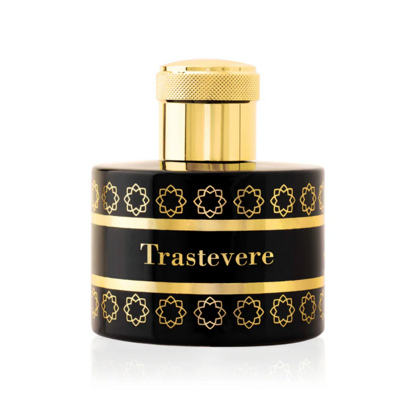 Black Trastevere Pantheon Roma t-shirt from Online Warehouse, featuring a stylish graphic design on the front.