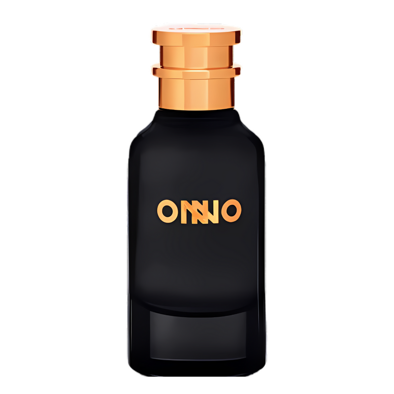 Iconic Onno perfume bottle, 3.4 oz, featuring sleek design and clear glass with a silver cap, displayed on a white background.