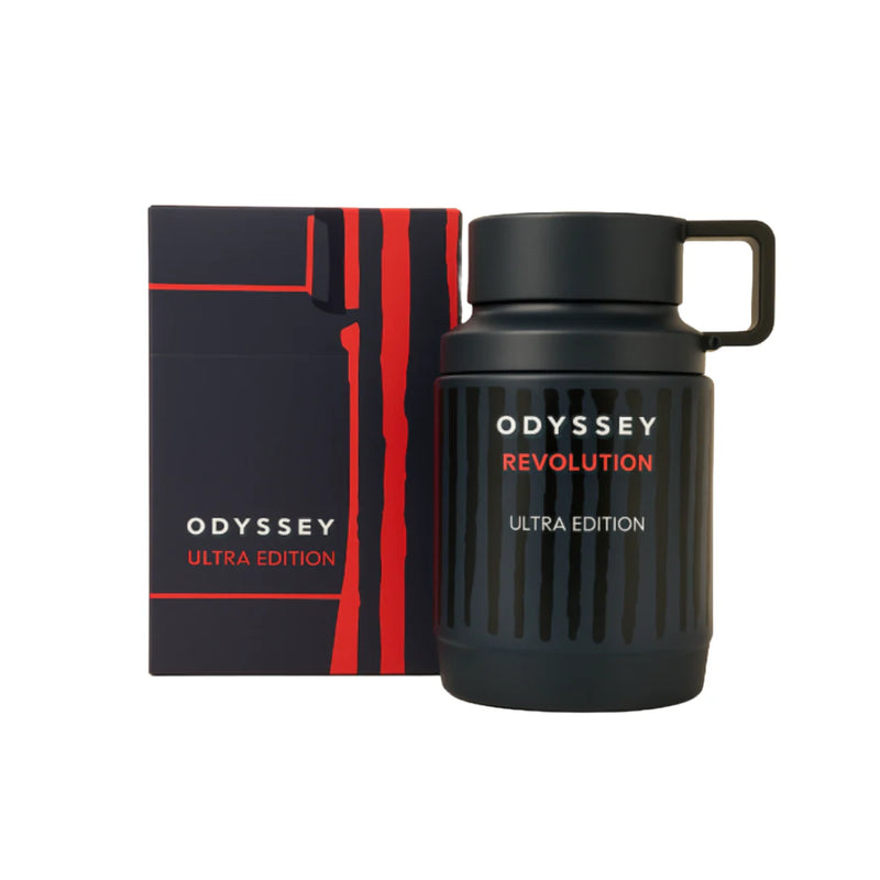 Odyssey Revolution 3.4oz Armaf perfume bottle featuring sleek packaging and elegant design, showcasing the Armaf fragrance.