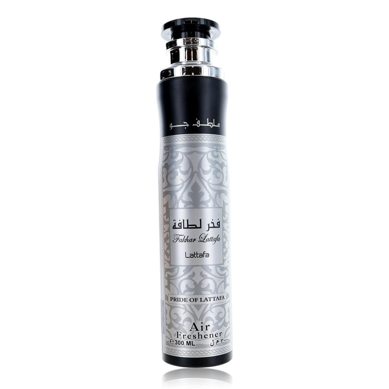 Lattafa Fakhar for Men 10 oz air freshener can with sleek design and fragrance spray for a fresh, masculine scent.
