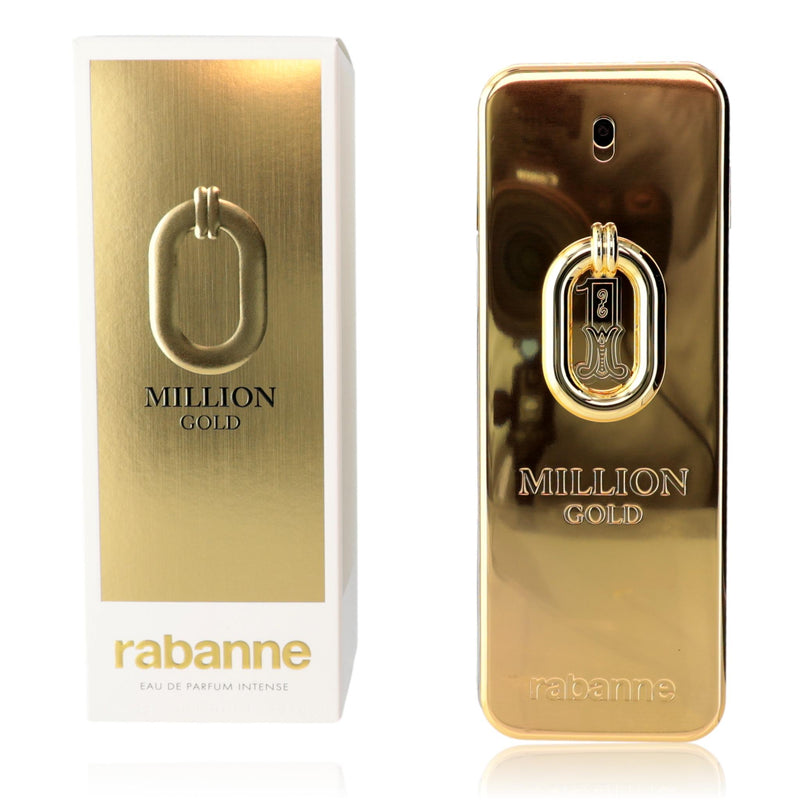 Paco Rabanne 1 Million Gold men's 6.8 oz EDP Intense spray bottle with gold accents and sleek design.