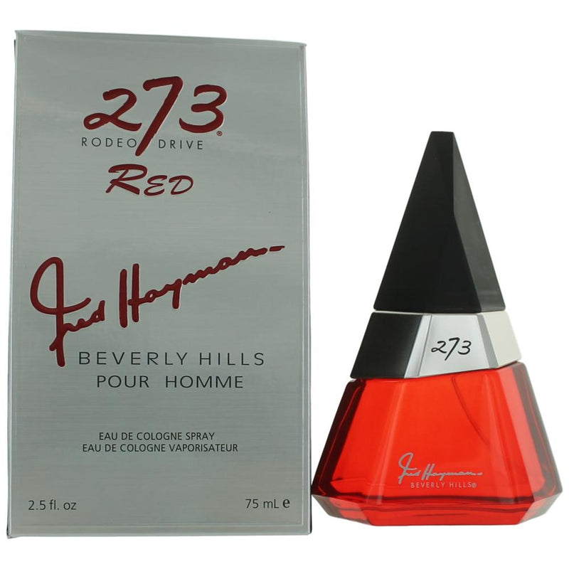 Fred Hayman 273 Red men’s 2.5 oz Eau De Cologne spray, featuring a sleek bottle design and red accents.