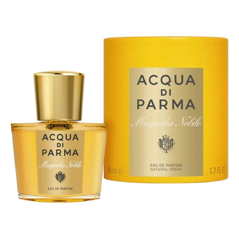 Acqua Di Parma Magnolia Nobile 1.7oz women’s EDP spray bottle with elegant floral packaging and silver cap.