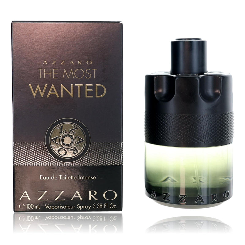 Azzaro The Most Wanted Men’s 3.3 oz EDT Intense spray bottle with sleek design and modern packaging.